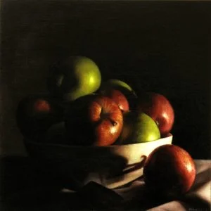 Un bol de Pommes (Oil on Panel 12" x 12")