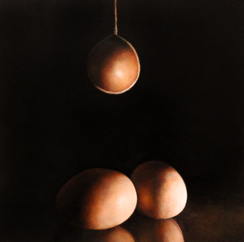 Oeufs de Trois Facon- Eggs three ways (Oil on Panel 12" x 12")